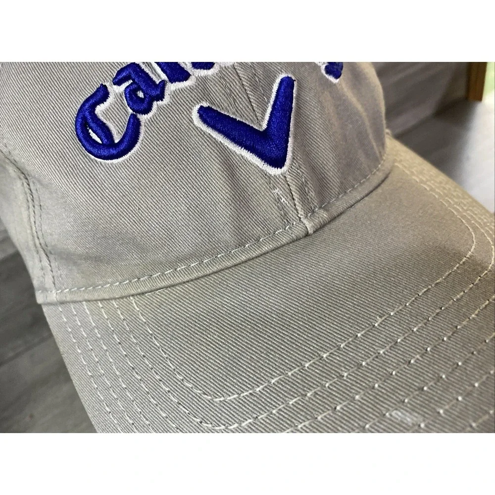 Callaway Golf Hat Mens Gray Blue Embroidered‎ Logo Adjustable Strapback Cap (BD)